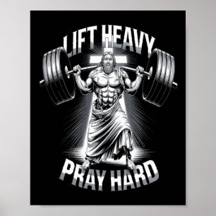 Christlich Workout Lift Heavy Pray Hard Gym Bodybu Poster