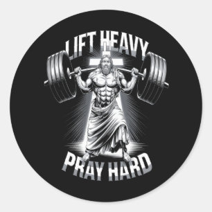 Christlich Workout Lift Heavy Pray Hard Gym Bodybu Runder Aufkleber