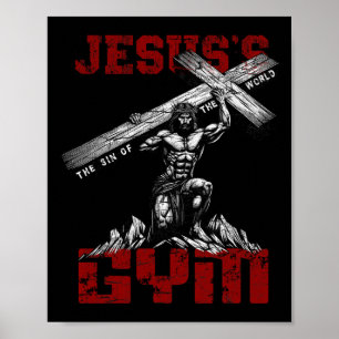 Christlich Workout T-Shirt Jesus's Gym Bodybuilder Poster