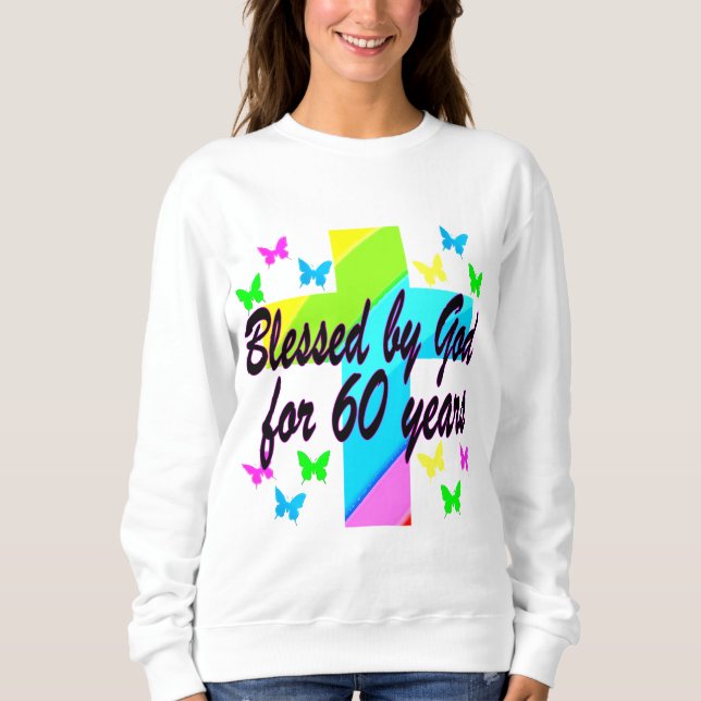CHRISTLICHE 60 GEBURTSTAG-KREUZUNG SWEATSHIRT (Vorderseite)