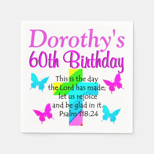 CHRISTLICHE 60. GEBURTSTAG PERSONALISIERTE NAPKINS SERVIETTE (Vorderseite)