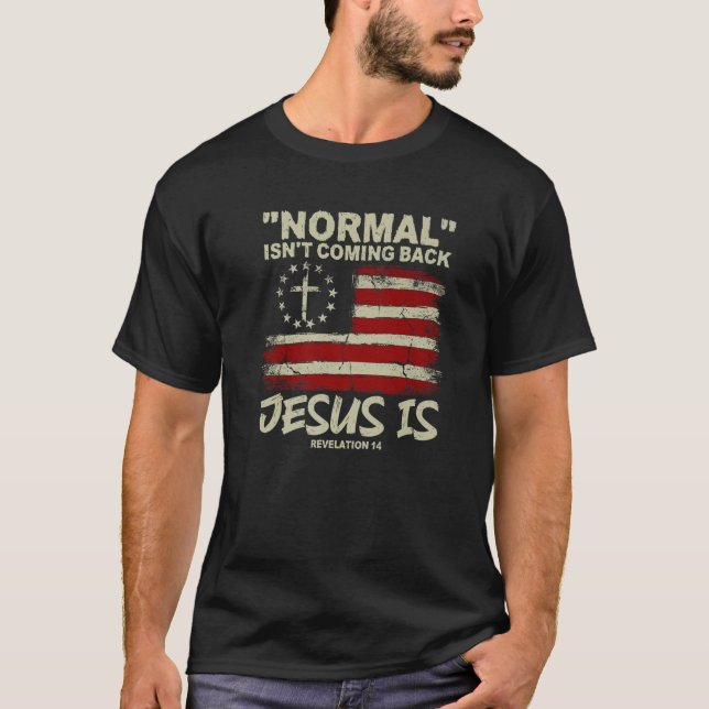 Christliche amerikanische Flagge Normal kommt zurü T-Shirt (Vorderseite)