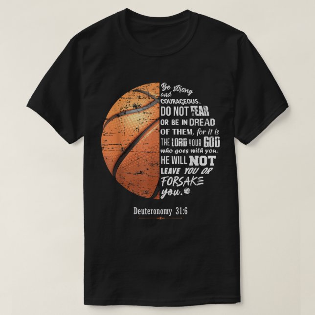 Christliche Basketball-Weltbibel Vers Glaube T-Shirt (Design vorne)