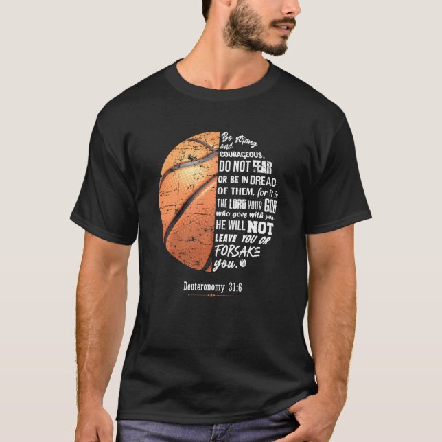 Christliche Basketball-Weltbibel Verse Glaube T-Shirt (Vorderseite)