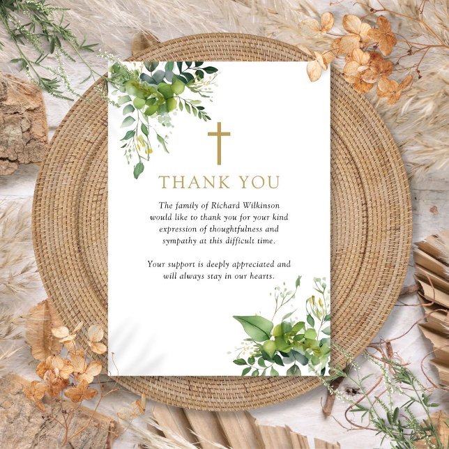 Christliche Beerdigung der Lebenszeit Dankeskarte (Christian Greenery Celebration Of Life Funeral Thank You Card)