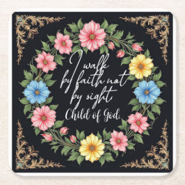 Christliche Bibel-Inspirierte Blumenmuster Rechteckiger Pappuntersetzer