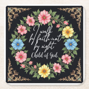 Christliche Bibel-Inspirierte Blumenmuster Rechteckiger Pappuntersetzer
