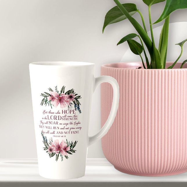 Christliche Bibel Verse Isaiah 40 Rosa Blume Milchtasse (Von Creator hochgeladen)