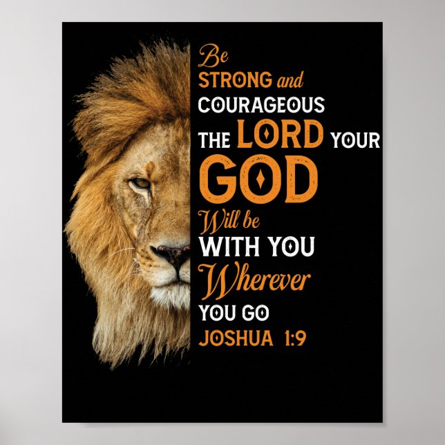 Christliche Bibel Verse Joshua 1 9 Löwenglaube Poster (Vorne)