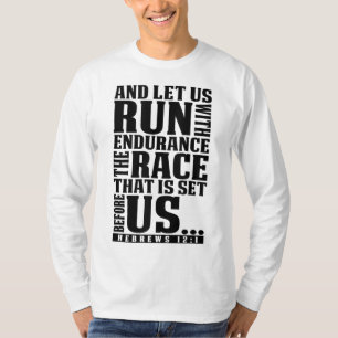 Christliche Bibel Verse Ließ uns mit Ausdauer ru T-Shirt