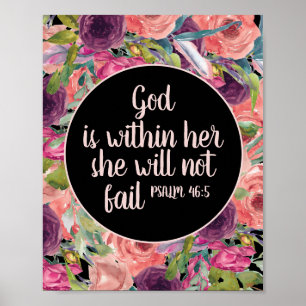 Christliche Bibel Verse Rosa Lila Blütenschwarz Poster