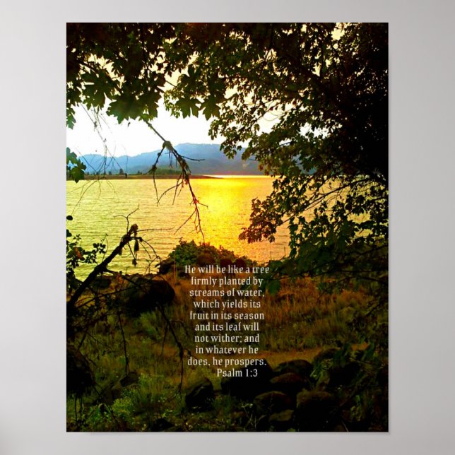 Christliche Bibel Verse Seenlandschaft Kreationari Poster (Vorne)
