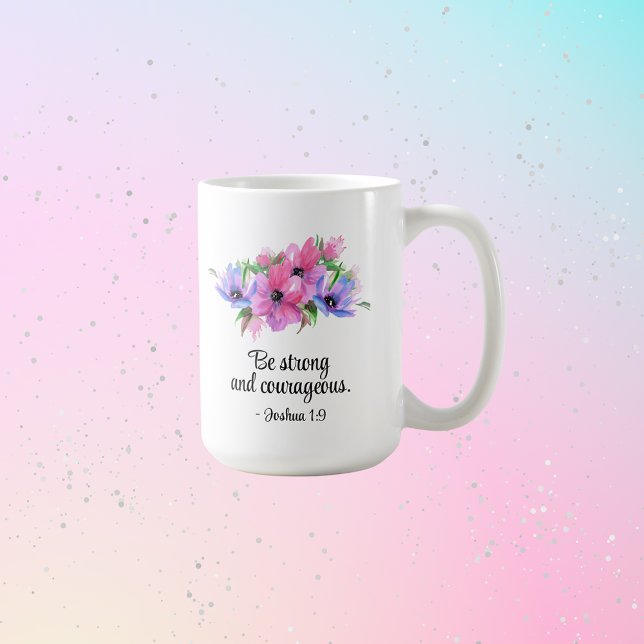 Christliche Bibel Verse sein mutig floral stark Kaffeetasse (Von Creator hochgeladen)