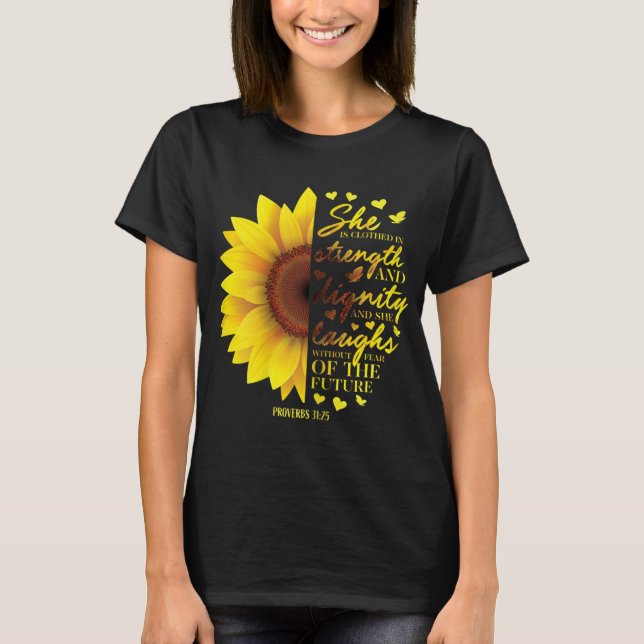 Christliche Bibel Verse Sonnenblumenschrift Religi T-Shirt (Vorderseite)