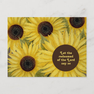 Christliche Bibelvers gelbe Sonnenblumen Erlöst Postkarte