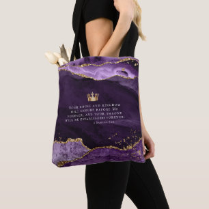Christliche Bibelvers-Tasche Lila Goldkrone