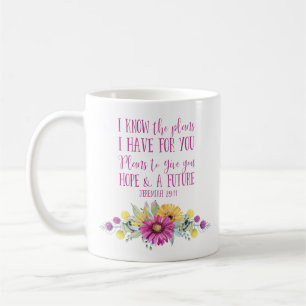 Christliche Bibelvers-Typografie Floral Kaffeetasse