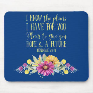 Christliche Bibelvers-Typografie Floral Mousepad