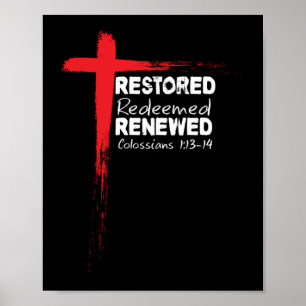 Christliche Bibelverse Kolossisten 1:13-14 Kreuz Poster