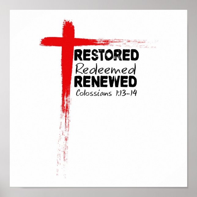 Christliche Bibelverse Kolossisten 1:13-14 Kreuz Poster (Vorne)