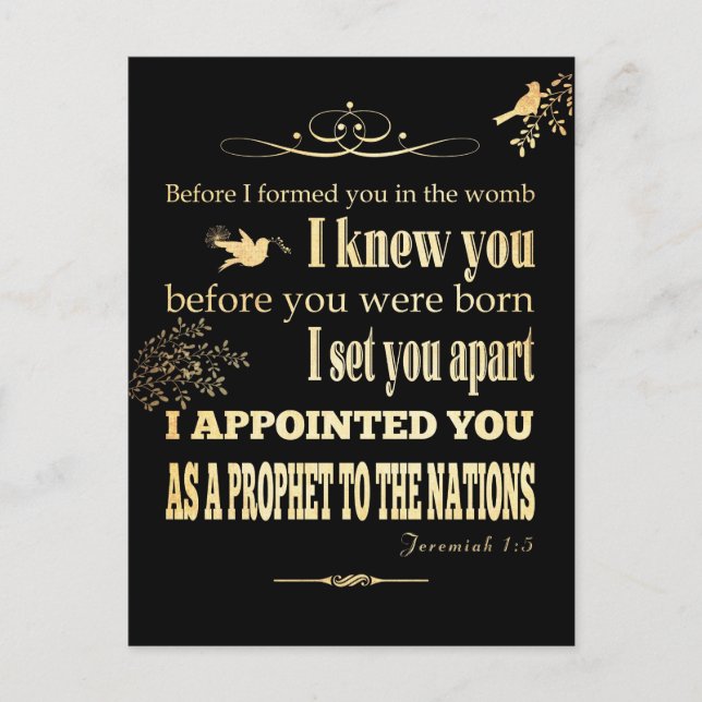 Christliche biblische Verse - Jeremiah 1:5 Postkarte (Vorderseite)