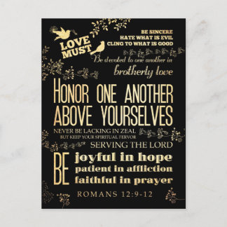 Christliche biblische Verse - Römer 12:9-12 Postkarte