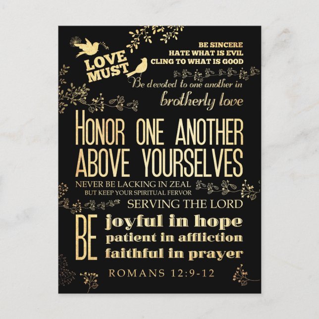 Christliche biblische Verse - Römer 12:9-12 Postkarte (Vorderseite)