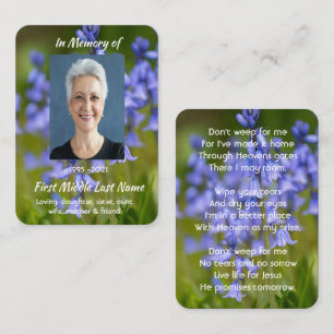 Christliche Blauglocken-Blumen-Andenken-Erinnerung Visitenkarte