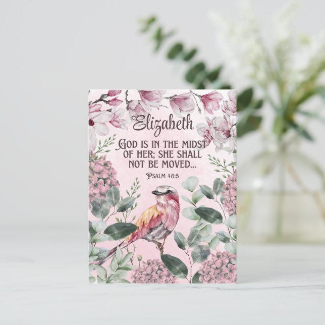 Christliche Blume für Wasserfarben-Vögel Name P Postkarte (Stehend Vorderseite)