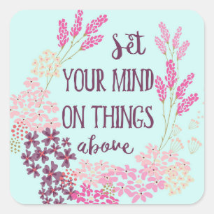 Christliche Blütenbibliotheksverse Quadratischer Aufkleber