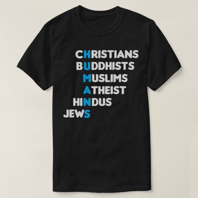 Christliche buddhistische hinduistische Juden-Mens T-Shirt (Design vorne)
