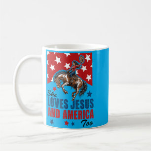 Christliche Cowgirl zum 4. Juli Sie liebt Jesus Kaffeetasse