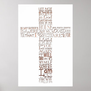 Christliche Cross Bible Verses Kupferbriefe Plakat