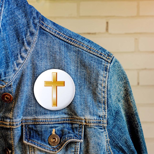 Christliche Cross Button (The gold cross is a central symbol of the Christian faith. )