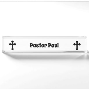 Christliche Cross Custom Pastor Namensplakette