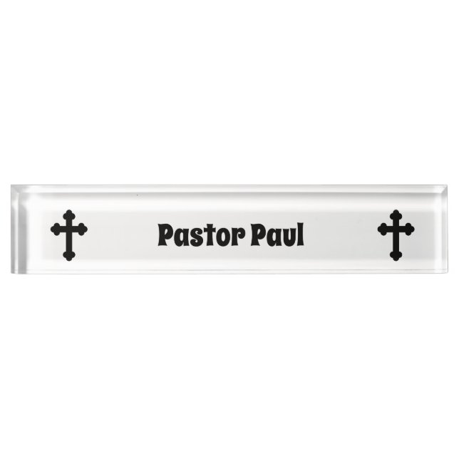 Christliche Cross Custom Pastor Namensplakette (Vorderseite)