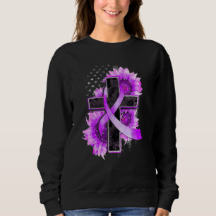 Christliche Cross Sunflower Lila Unterstützung Alz Sweatshirt