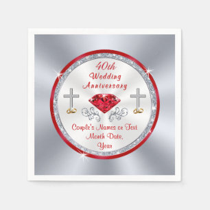 Christliche Custom 40. Wedding Anniversary Napkins Serviette