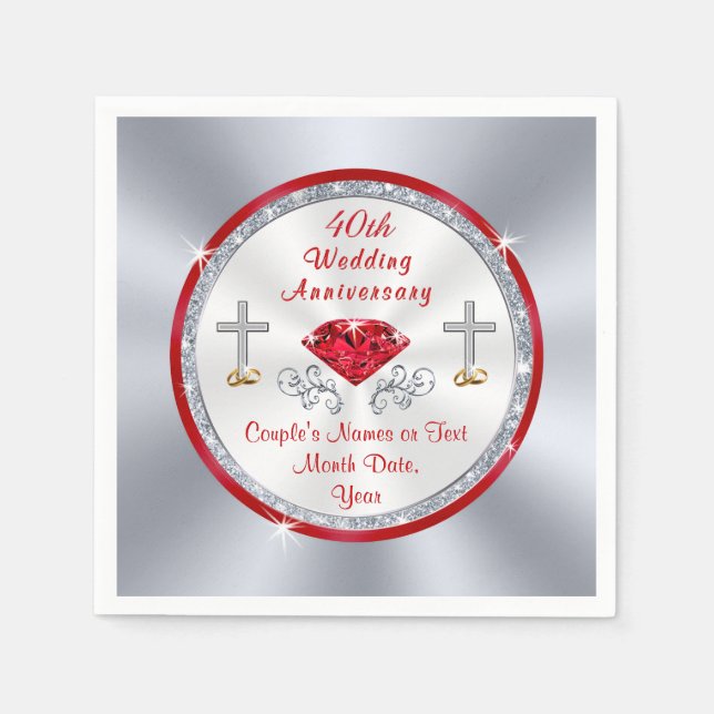 Christliche Custom 40. Wedding Anniversary Napkins Serviette (Vorderseite)