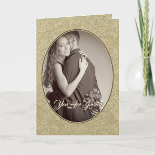 Christliche Damask-Hochzeitseinladung Creme/Beige Einladung