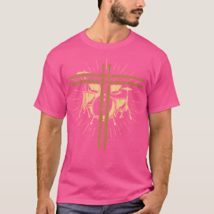 Christliche Drummer Sticks Cross Religious Band T-Shirt