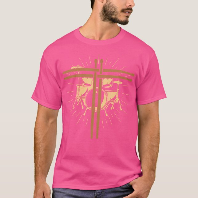 Christliche Drummer Sticks Cross Religious Band T-Shirt (Vorderseite)