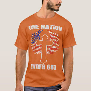 Christliche Eine Nation unter Gott Kreuz über USA- T-Shirt