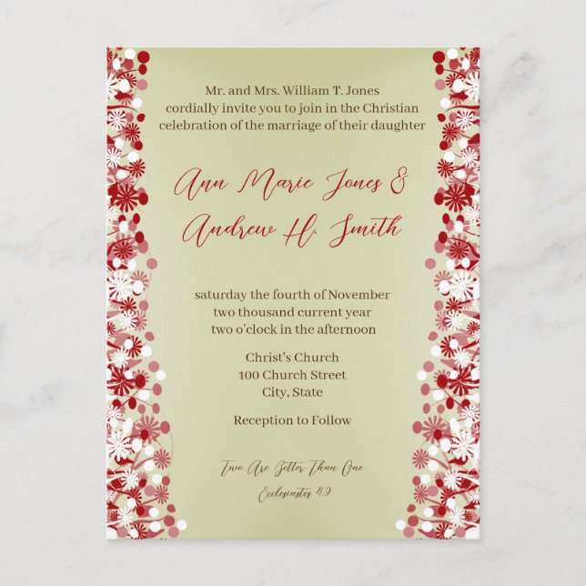 Christliche Einladung zur Hochzeit Carmel und Blue (Vorderseite)