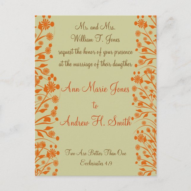 Christliche Einladung zur Hochzeit Carmel und Blue (Vorderseite)