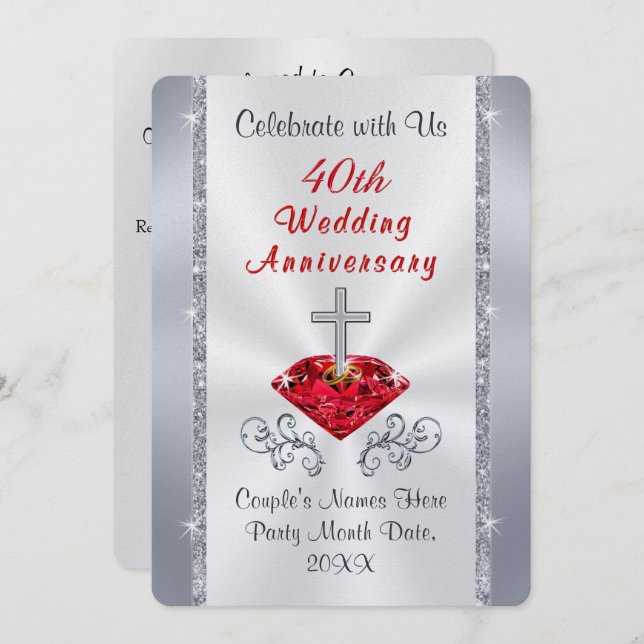 Christliche Einladungen zum 40-jährigen Jubiläum p (Vorne/Hinten)