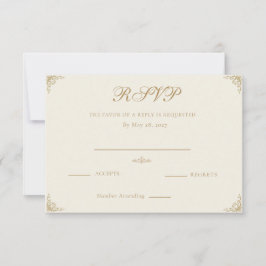 Christliche Elfenbein- und Antik-Gold-Hochzeitsant RSVP Karte