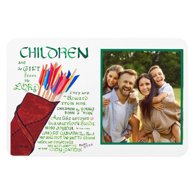 Christliche Eltern Kinder Foto Magnet (Horizontal)