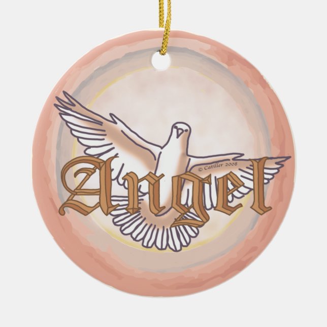 Christliche Engeltaube Keramikornament (Vorne)