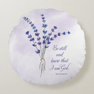 Christliche Ermutigung Lavendel mit Schrift Rundes Kissen